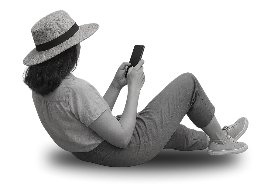 Lady lying down with mobile phone